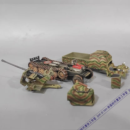 Small Scale Half-Track Truck Air Defense Sd.Kfz.7/2 Flak37 Camouflage Tank Model