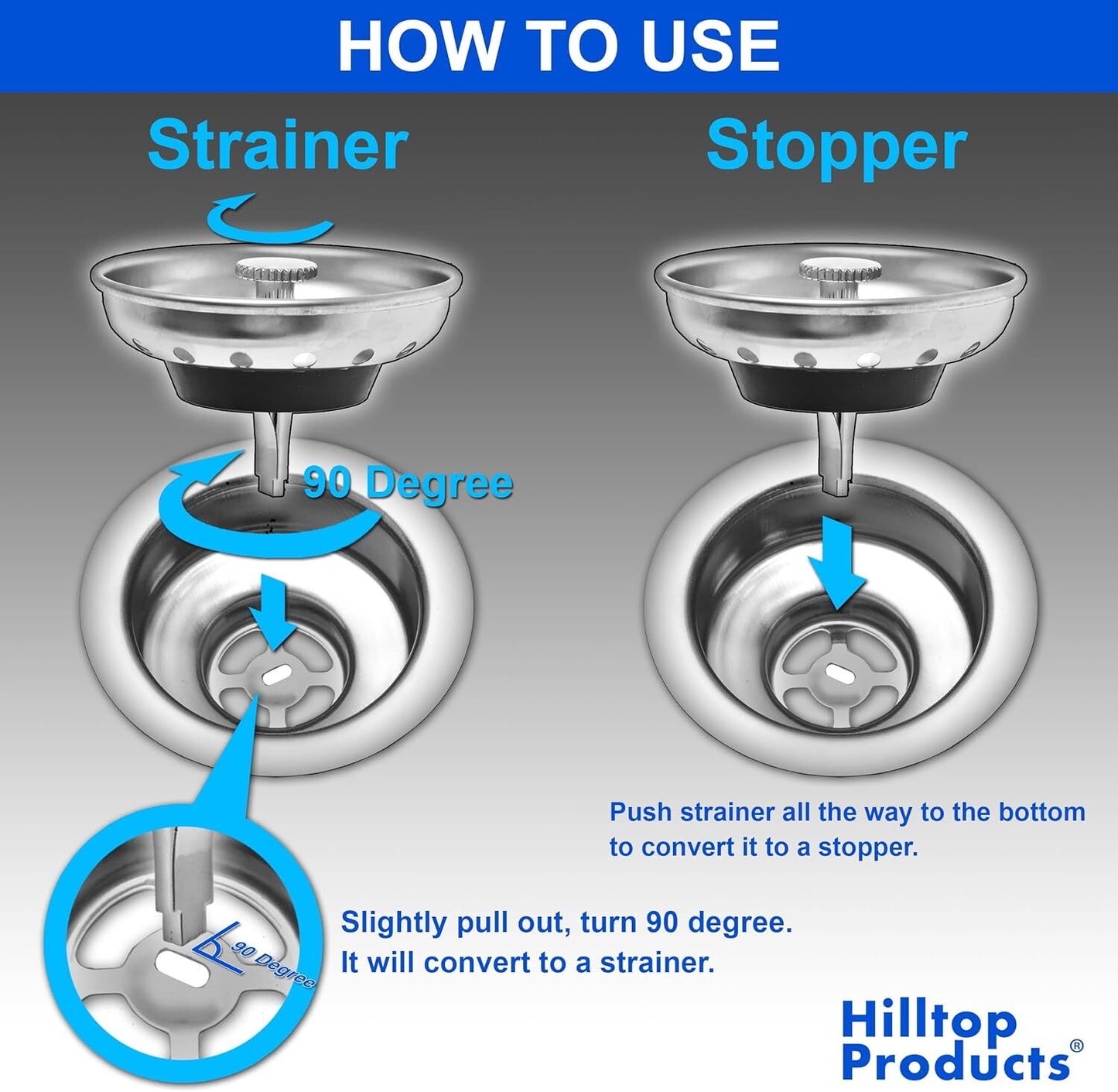 Stainless Steel Home Kitchen Sink Drain Stopper Basket Strainer Waste Plug Lot