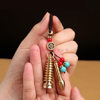 1pc Brass Nine Story Wenchang Tower and Pen Pendant Gift Pendant Keychain