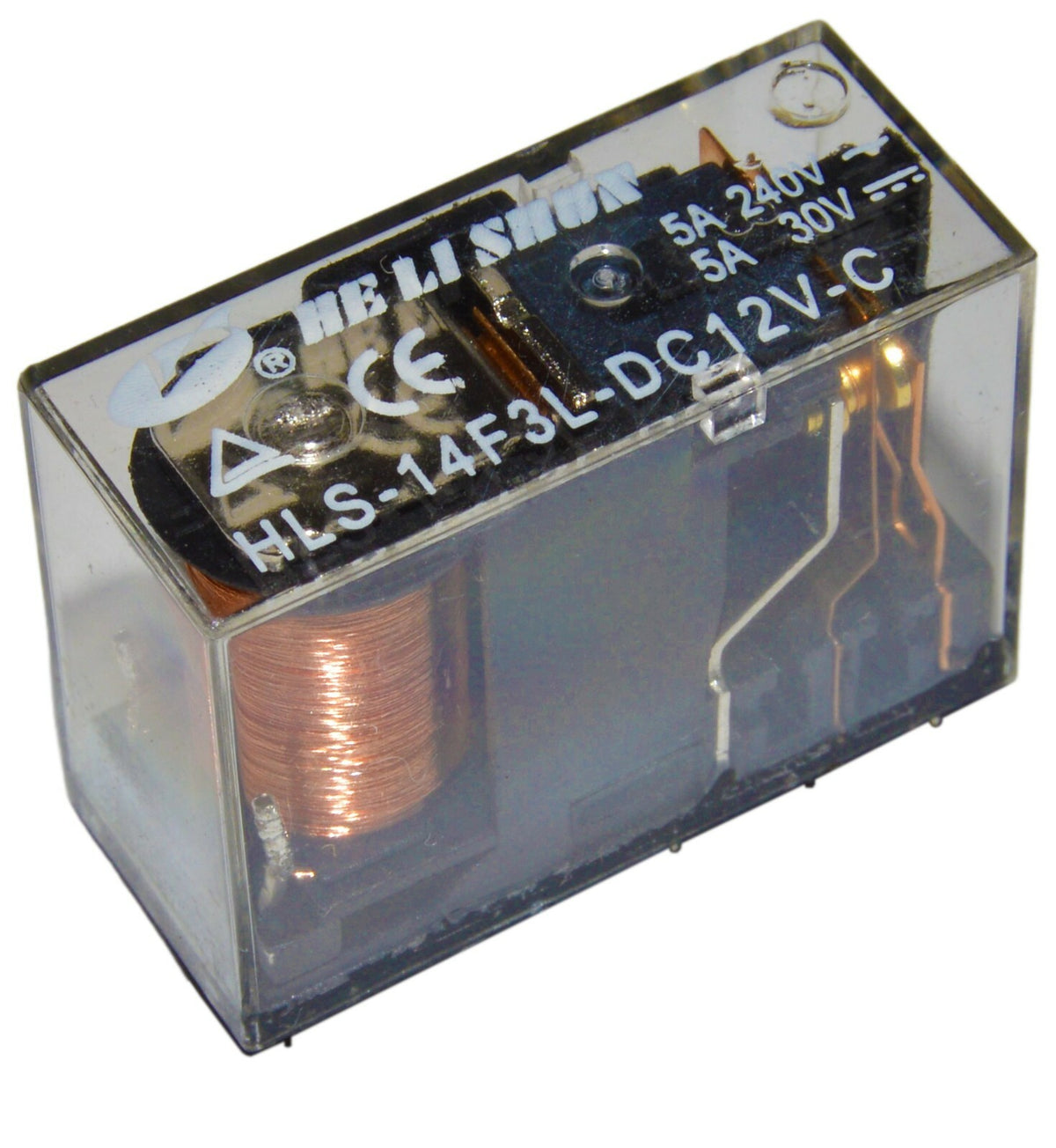 12V 5A Single Contact Relay DIP, 270Ω Coil Resistance, Clear, HLS-14F3L-DC12V-C