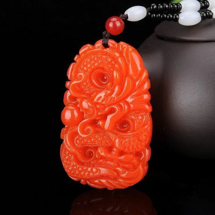 Natural red jade pendant Necklace jewelry Men Women Gifts dragon Amulet jade