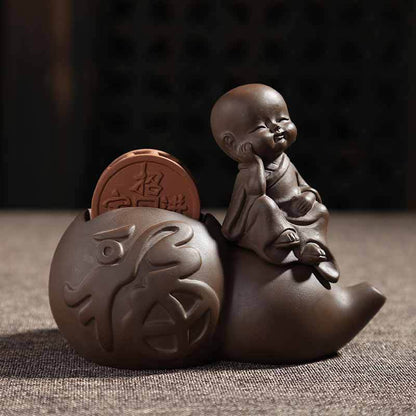 Small Tea Pet Wealthy Mascot Good Luck Yixing Zisha Purple Clay Table Ornament