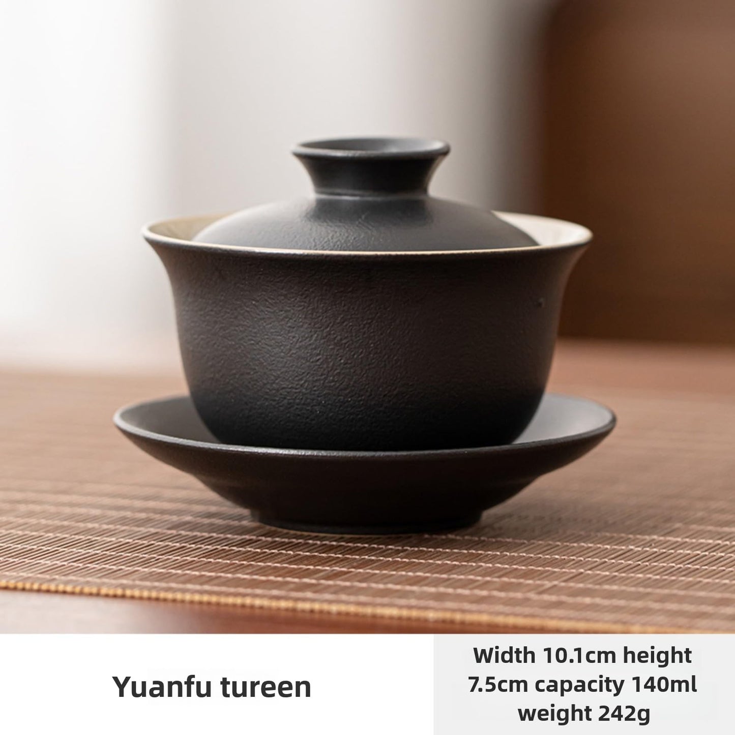 Ceramic Frosted Gaiwan Tea Cup 140ml 4.8oz Handmade Chinese Kung Fu Tea Set