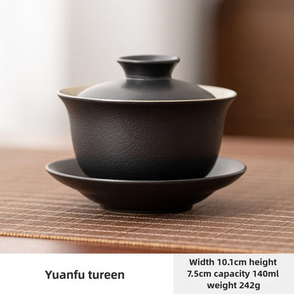 Ceramic Frosted Gaiwan Tea Cup 140ml 4.8oz Handmade Chinese Kung Fu Tea Set