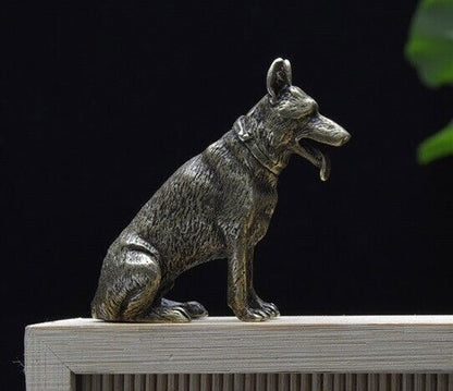 Lucky Dog Brass Animal Statue Small Sculpture Tabletop Figurine Home Decor Gifts