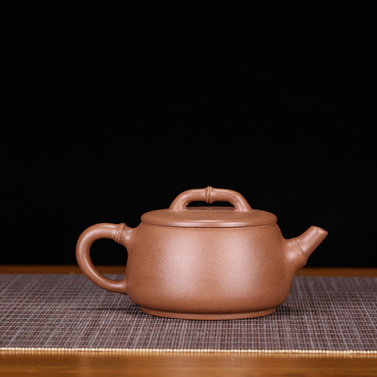 5.5"Chinese Yixing Zisha Pottery Duan Clay 200ML Orchid Kung Fu Teapot 宽口石瓢