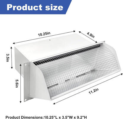 Wall Vent Cap for Microwave & Range Exhaust Vent Hood, 3-1/4" X 10" Exhaust Vent