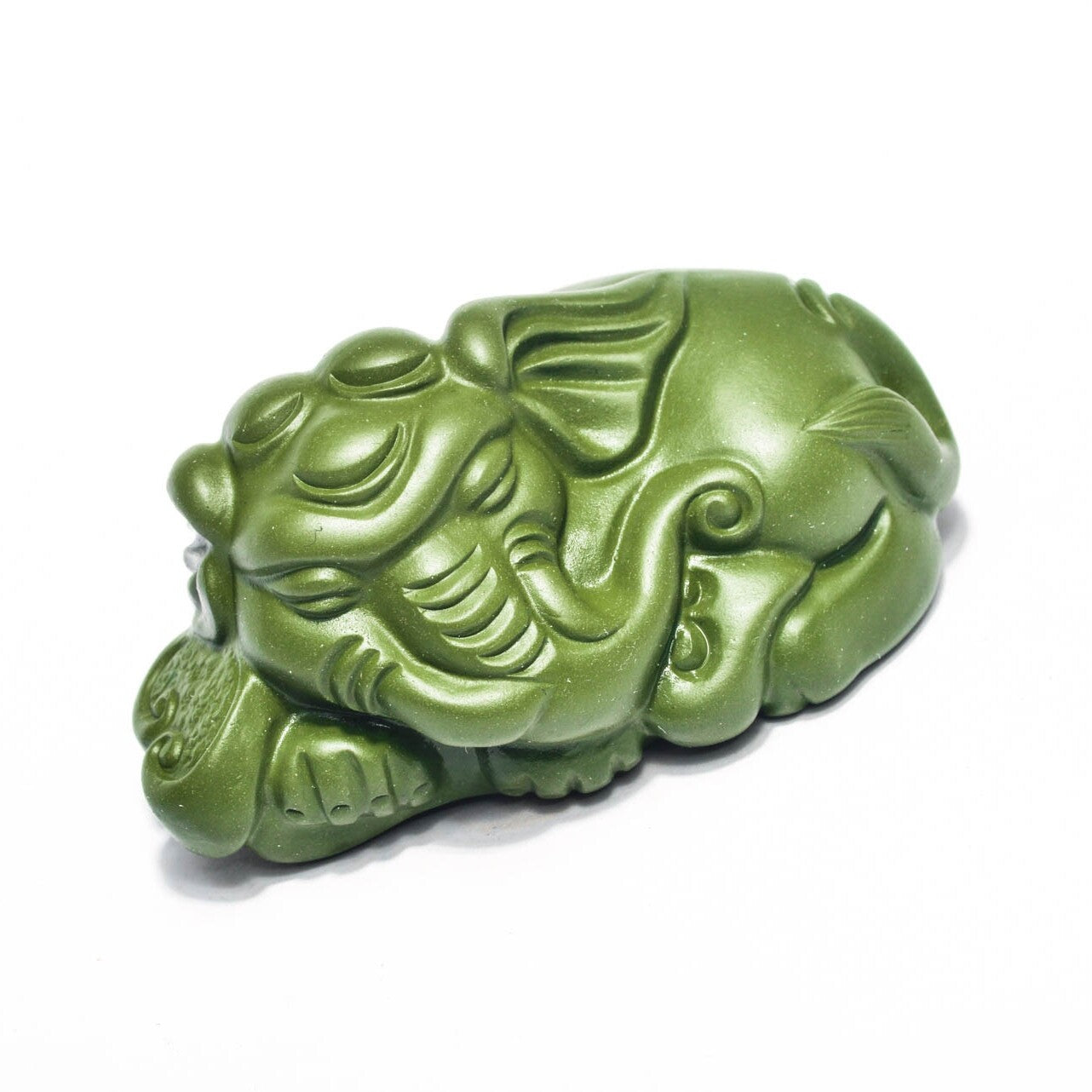 Yixing Zisha Green Clay Tea Pet Elephant Good Luck Statue Handmade Tea Play New