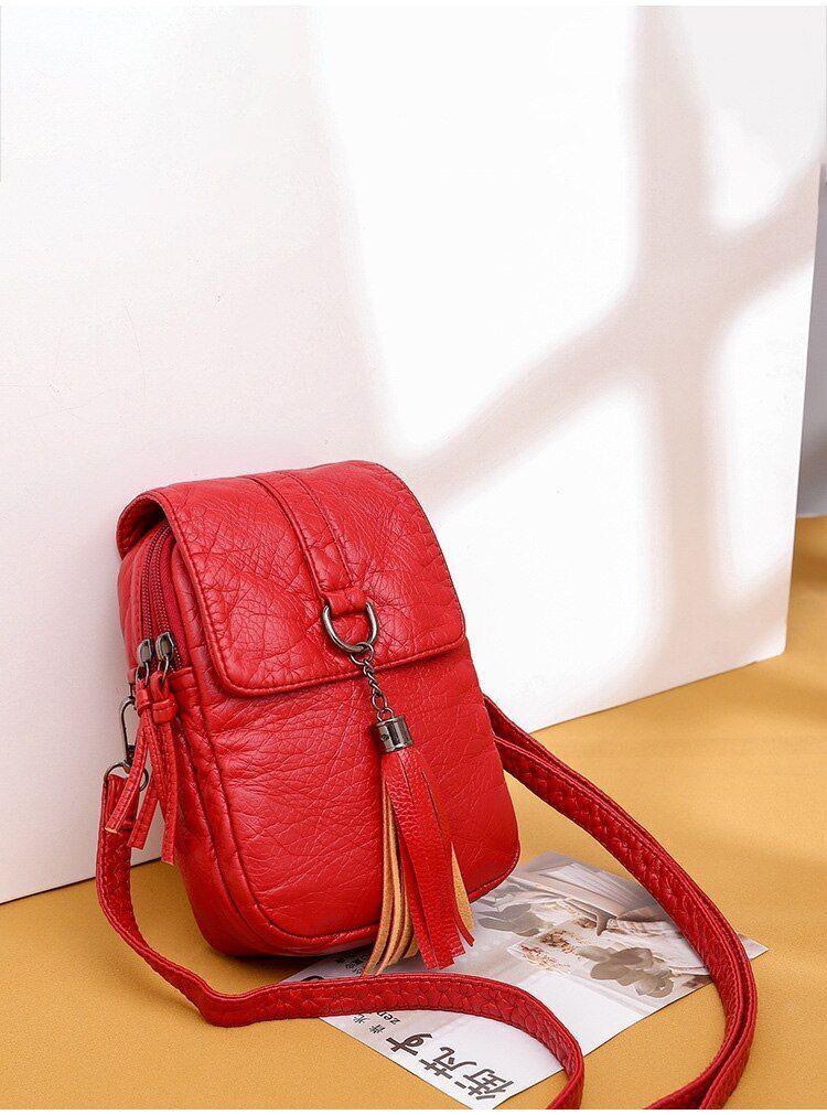 Small Shoulder Messenger Bag Leather Wallet Phone Bag Female Flip 21×14×7cm 1 PC