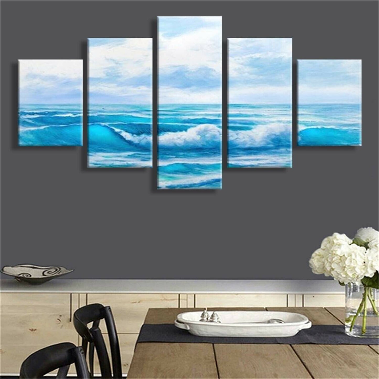 5 Pieces Seascape Poster and Print Wall Art for Living Room Home Decor Unframed