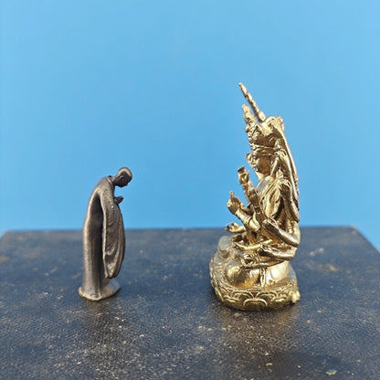 Solid Brass Monk Bodhisattva Small Statue Micro Landscape Bonsai Rockery Decor