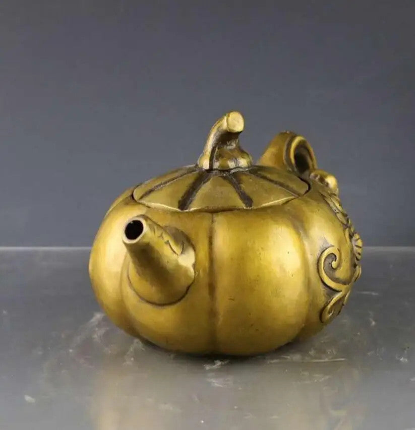 1pc Copper Pot Kettle Pumpkin Shaped Pot Household Gift Ornament