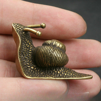 Collection Small Curio Bronze Exquisite Lovable Animal Snail Statue Table Deco