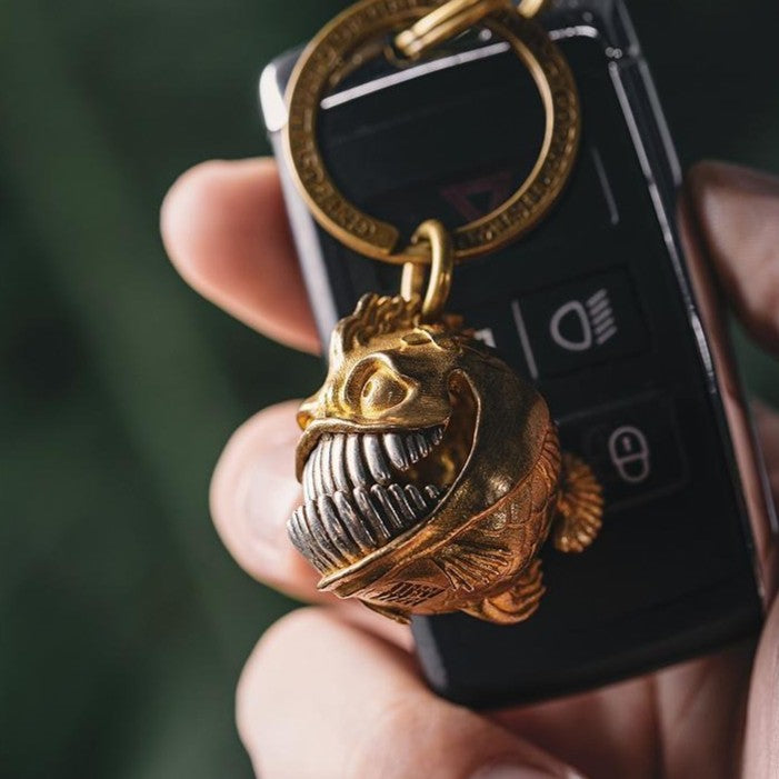 Original Piranha Bell Pendant Fun Metal Keychain Bag Charm Keyring Decor