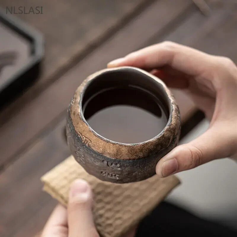 120ml Pottery Handmade Heart Sutra Zen Cup Ceramic Chinese Portable Tea Cup
