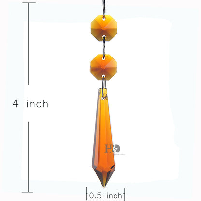 20pcs Hang Amber Chandelier Glass Crystals Lamp Prisms Parts Drops Pendants