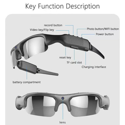 Sports glasses with WiFi, smart multifunctional camera for video recording photo