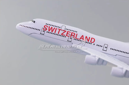 16cm Switzerland Boeing 747-400 Passenger Airplane Diecast Plane Aircraft Model