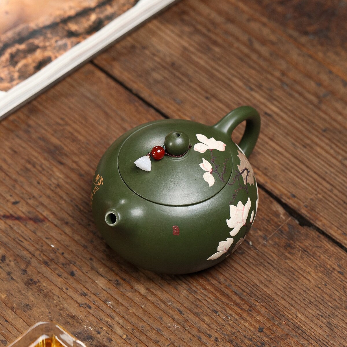 Handmade Tea Pot Marked Xishi Pot 9 Infuser Hole Flower Relief Yixing Zisha Clay