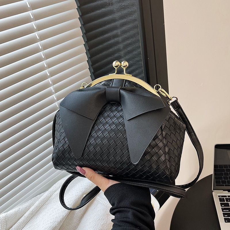 Handbag With Thick Bow Pleated Shoulder Clutch Purses Crossbody Bag 20*23*14 CM