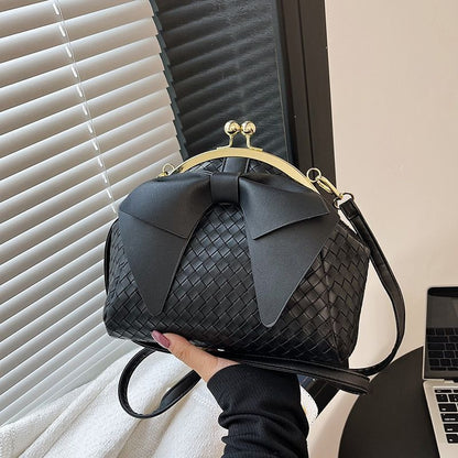 Handbag With Thick Bow Pleated Shoulder Clutch Purses Crossbody Bag 20*23*14 CM