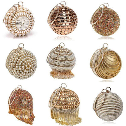 Ball Diamond Women Party Clutches Evening Wedding Bag Bridal Shoulder Handbag