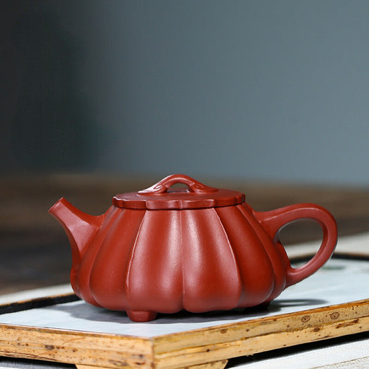 China Yixing Zisha Pottery Clovershrub Clay Handmade 200cc Tendon Grain Teapot