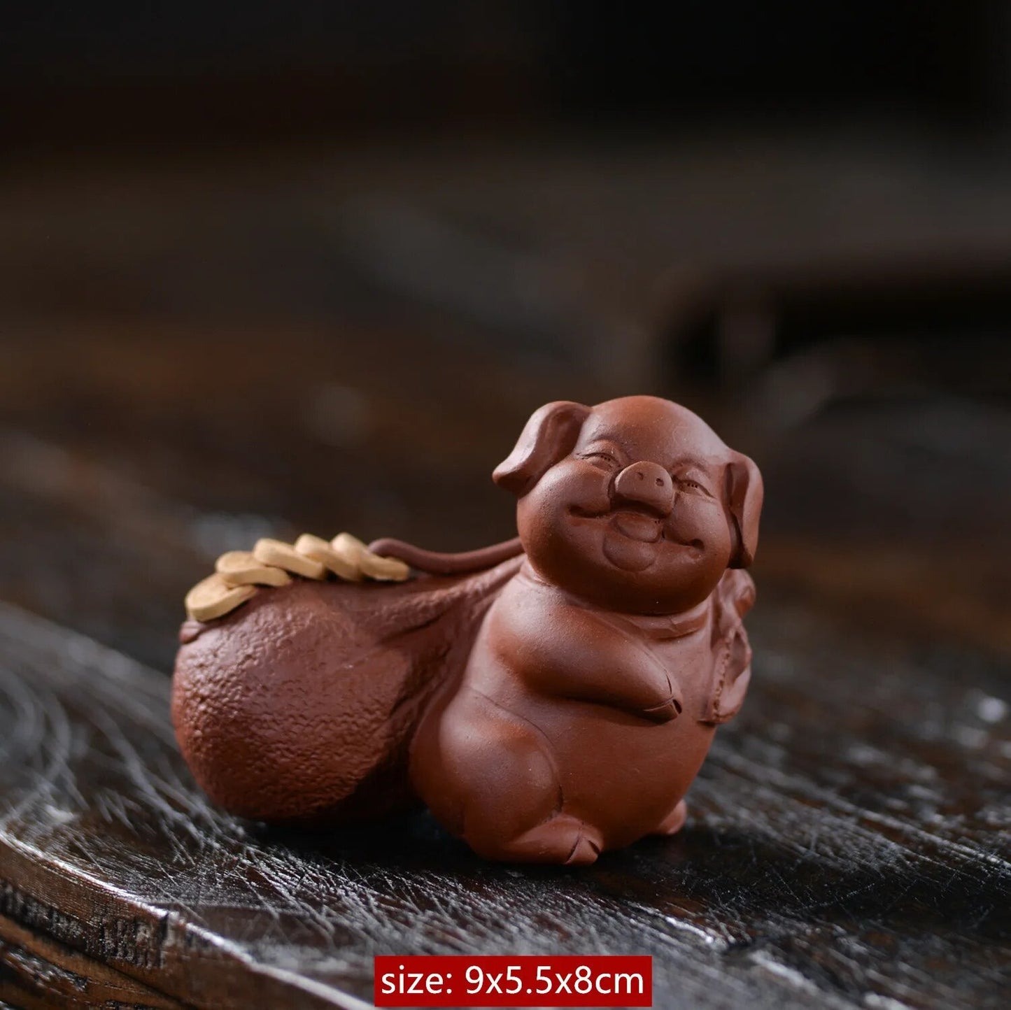 Yixing Purple Clay Tea Pet Lucky Piglet Statue Ornaments Handmade Tea Figurine