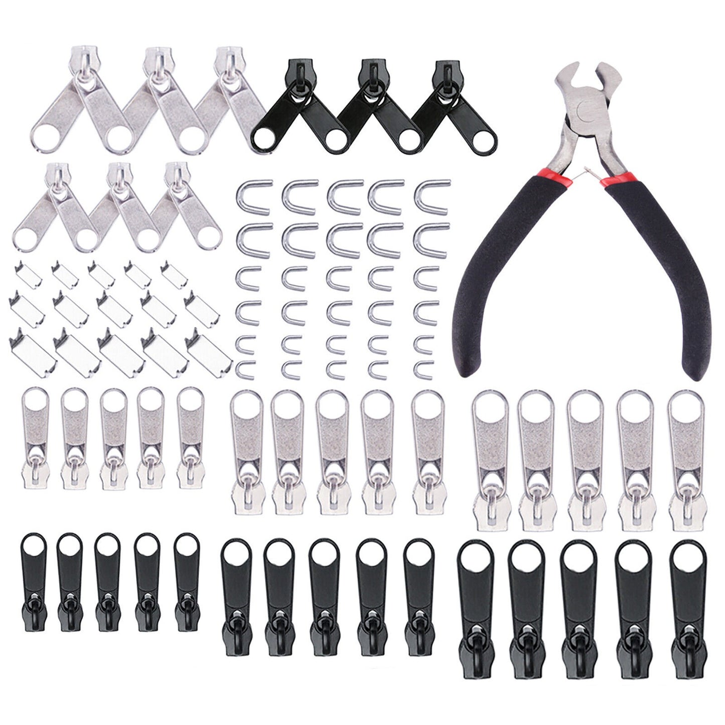 New 85Pcs Zinc Alloy Tent Jeans Bag Fix Zipper Zip Slider Repair Instant DIY Set