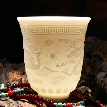 Chinese White Porcelain Cup Goat Fat Jade Personal Cup Tea Set Ceramic Host Cup