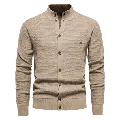 Winter Fashion Mens Cardigan Cotton High Quality Button Mock Neck Men's Sweater