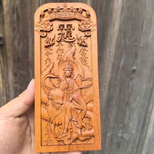 New Jujube Wood Carved Token Nine Tailed Fox Godness Statue Lover Marrage Amulet