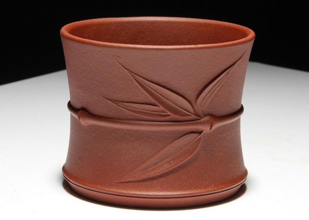 1pc Handmade China Yixing Purple Clay Kung Fu Tea Bamboo Carving Teacup 70cc