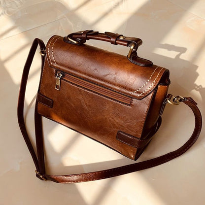 Shell Lock Bag Vintage Women Synthetic Leather Tote Shoulder Crossbody Handbags