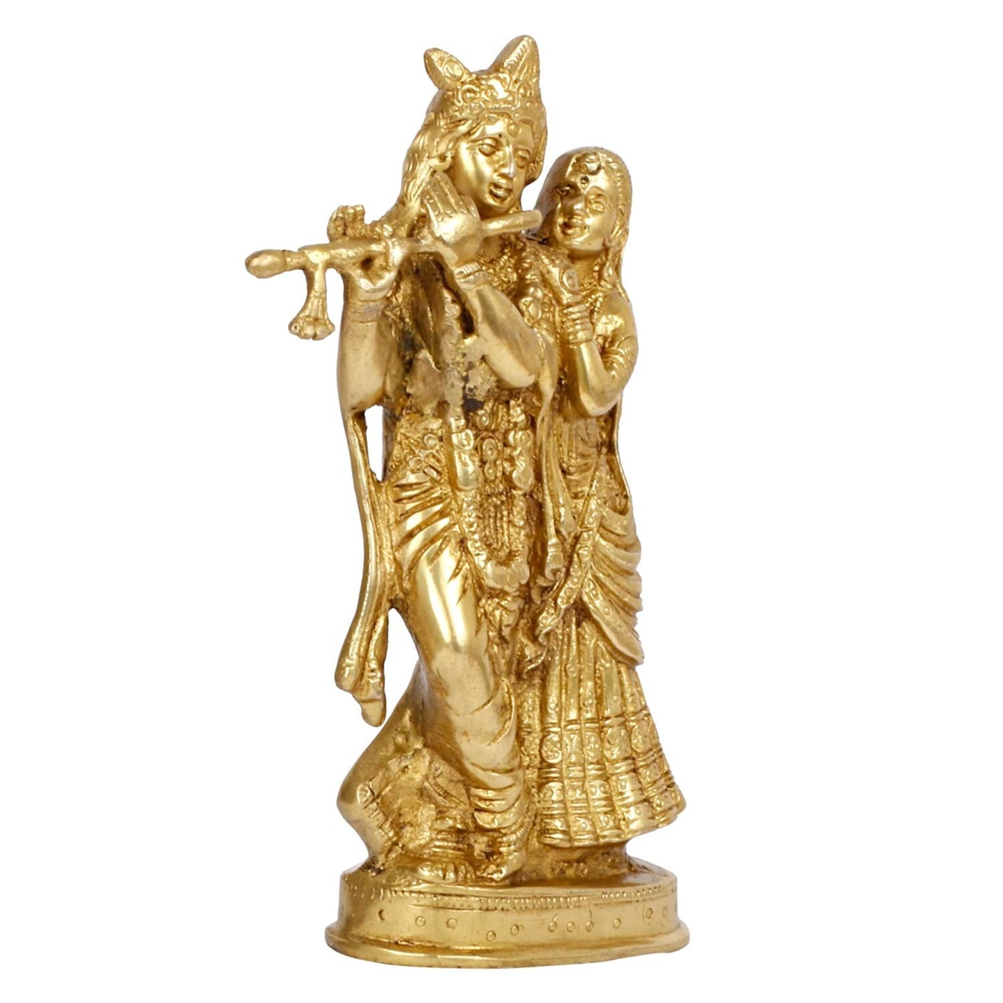Hindu God Lord Brass Radha Krishna Statue Beautiful Divine Love Couple Sculpture