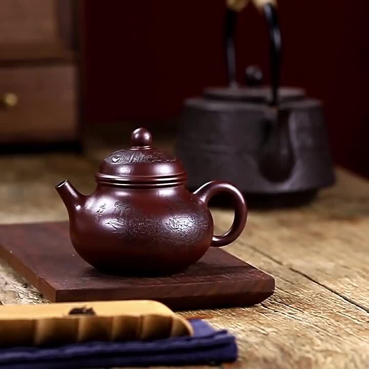 300ml true yixing zisha purple clay tea pot handmade carved certificate paper