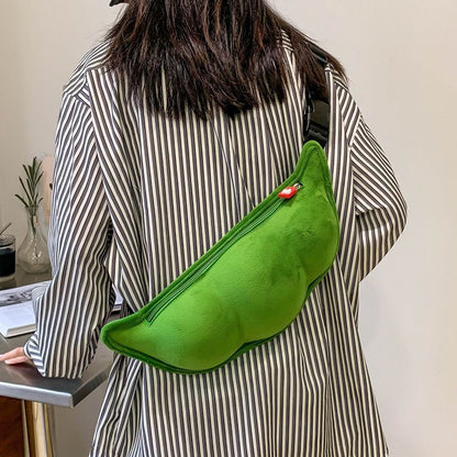 Plush Shoulder Bag Creative Peas Shaped Top Handle Bags Outdoor Shopping 38*16*7