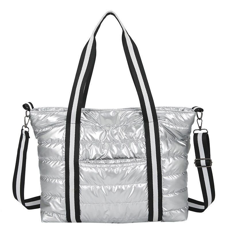 Large Shoulder Bag Waterproof Nylon Purse Pad Cotton Feather Down Shoulder Bag