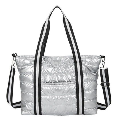 Large Shoulder Bag Waterproof Nylon Purse Pad Cotton Feather Down Shoulder Bag