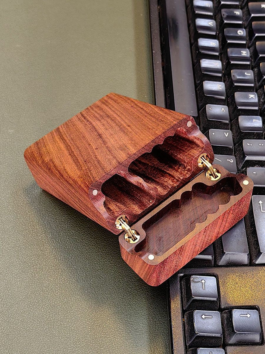 Red Sandalwood Cigarette Case 20pcs Flip Solid Wood Hollow Lighter Storage Box