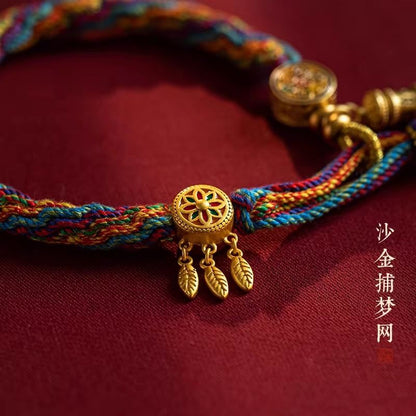 Tibetan Woven String Bracelet Six Words Mantra Cotton Handmade Lucky Rope
