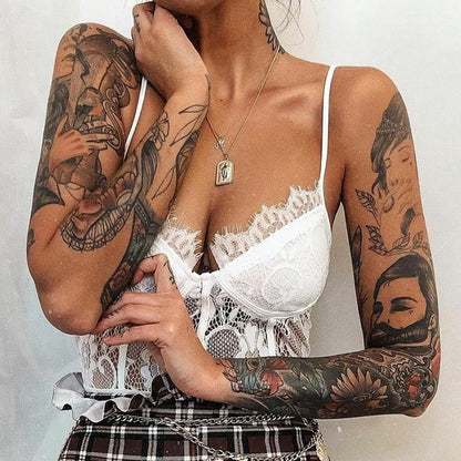 Women Bodysuit Neon Lace Mesh Transparent Jumpsuit Bodycon Sexy Overalls Rompers