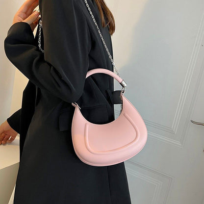 Chain Shoulder Bag Synthetic Leather Crossbody Satchel Handbag 23*19*11CM Zipper