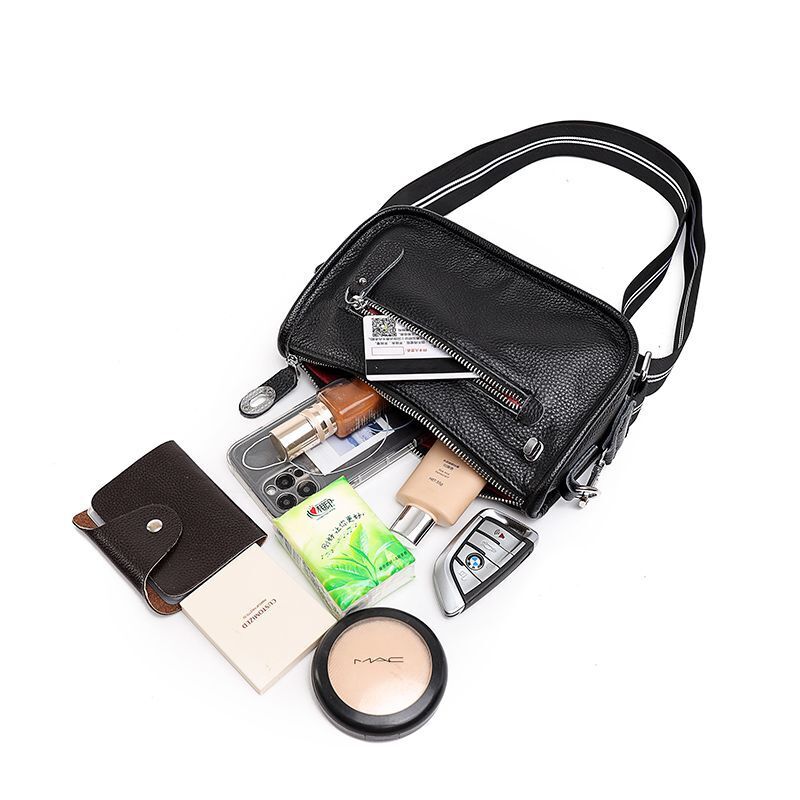 Summer Cowhide Leather Shoulder Bag Solid Soft Purse Handbags Cosmetic Pouch 1PC