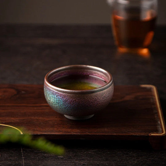 Colorful Jianzhan Ceramic Tea Cup Puer Tea Cup Handcrafted Teacup 110ml Colorful