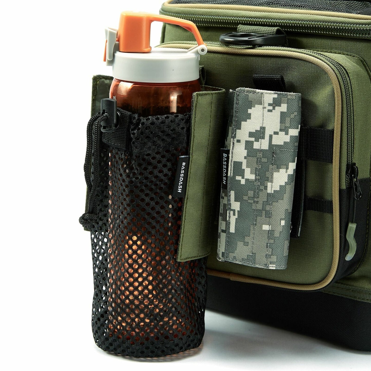 Water Bottle Pouch Mole Straps Clip Carabiner Foldable Mesh Holder Bag Travel