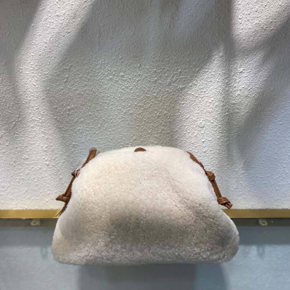 Sheep Skin Furry Crossbody Shell Bag Plush Shoulder Messenger Bag Fluffy Handbag