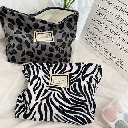 Flowers Print Cosmetic Bag Canvas Washing Bag Large Travel Make Up Storage Bags