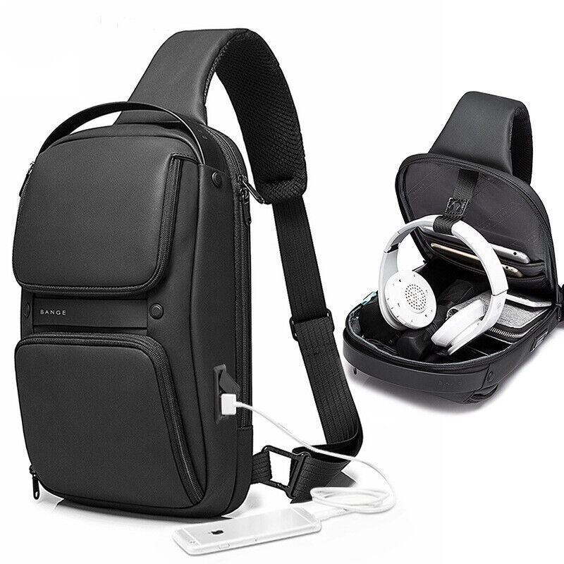 Sling Backpack Oxford cloth Waterproof Crossbody Shoulder Sport Bag USB Port