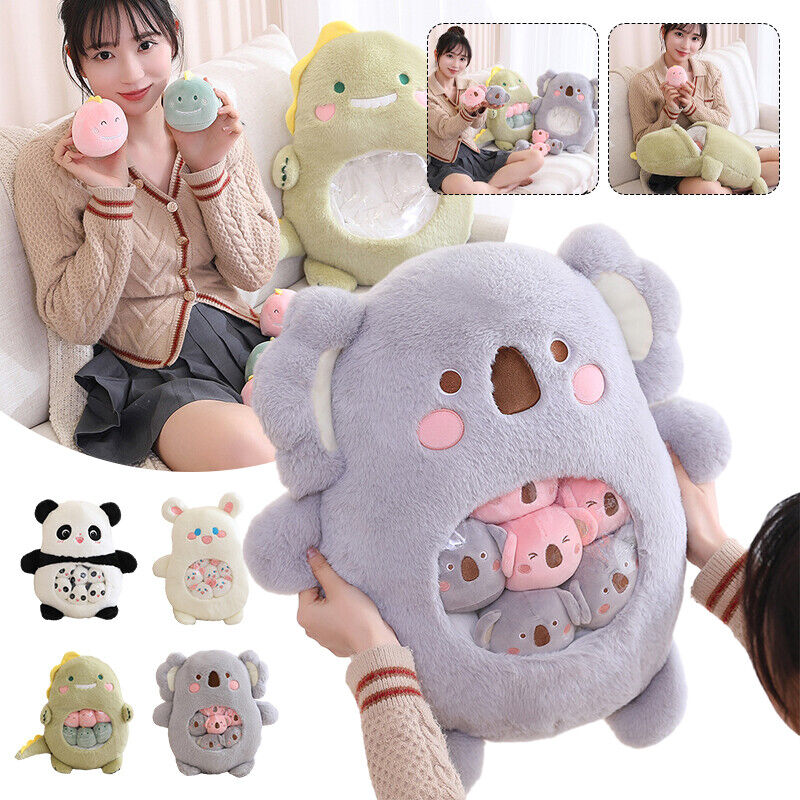 6pcs Plush Toy Inside Cute Cartoon Pillow Bag Animals Toy Cushion Kids Gifts